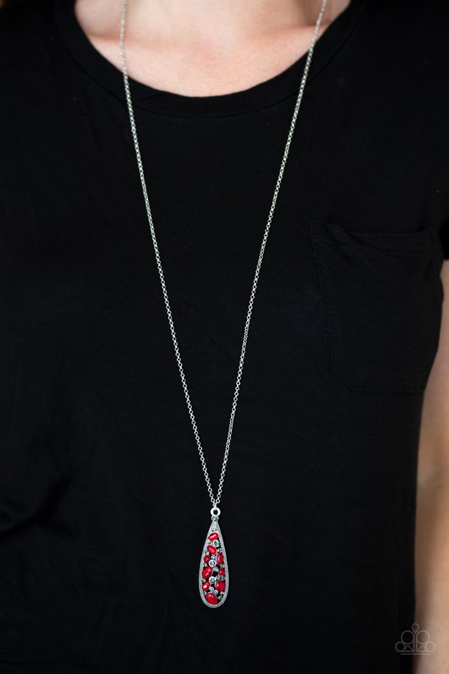 Paparazzi ♥ Teardrop Treasure - Red ♥ Necklace