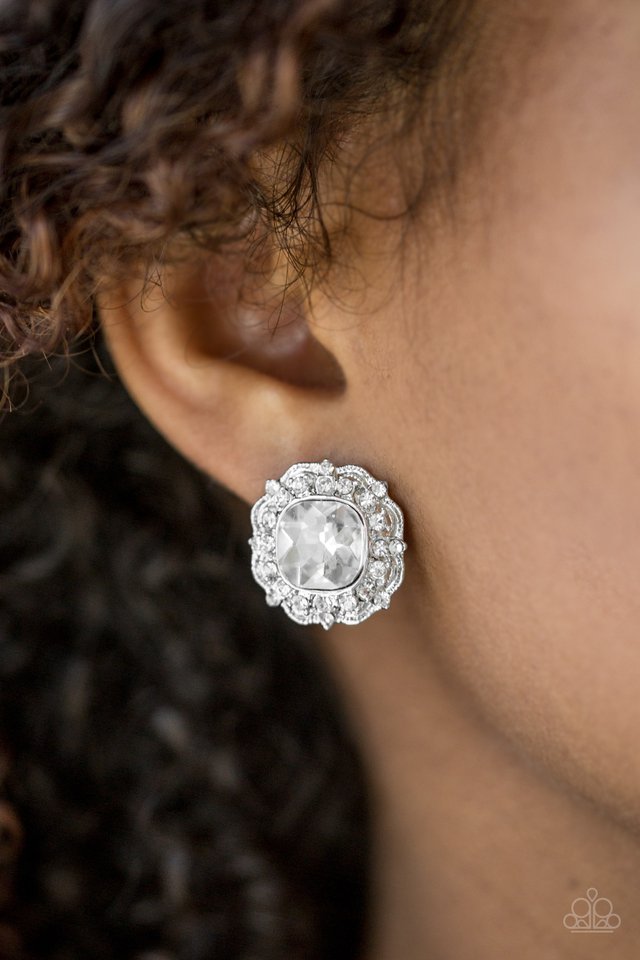 Paparazzi ♥ Starry Starlet - White ♥ Post Earrings
