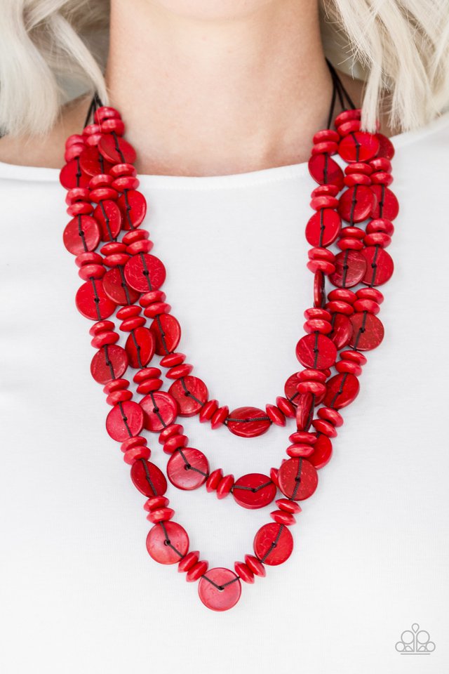 Paparazzi ♥ Barbados Bopper - Red ♥ Necklace