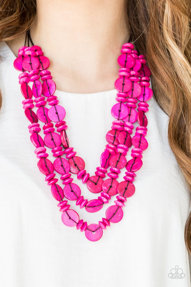 Paparazzi ♥ Barbados Bopper - Pink ♥ Necklace