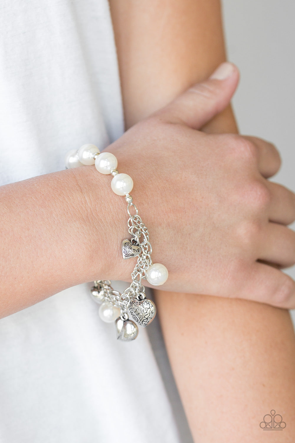 Paparazzi ♥ More Amour - White ♥  Bracelet