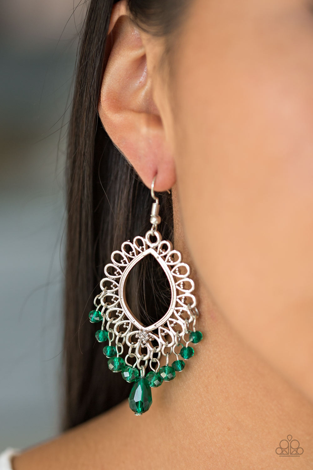 Paparazzi ♥ Just Say NOIR - Green ♥  Earrings