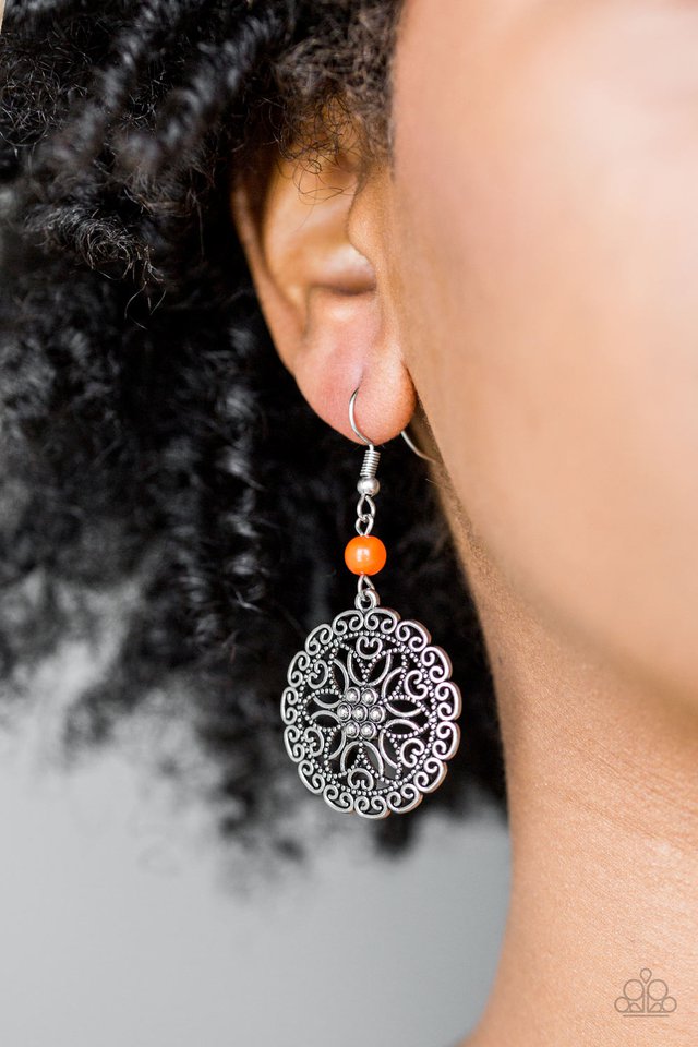 Paparazzi ♥ Full Floral - Orange ♥ Earrings