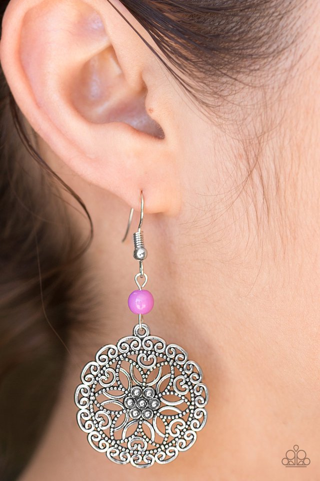 Paparazzi ♥ Full Floral - Purple ♥ Earrings
