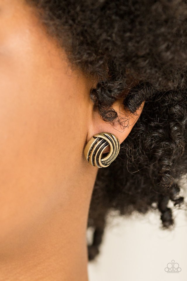 Paparazzi ♥ Rare Refinement - Brass ♥ Post Earrings