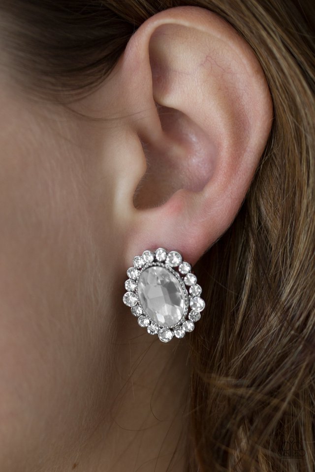 Paparazzi ♥ Hold Court - White ♥ Post Earrings