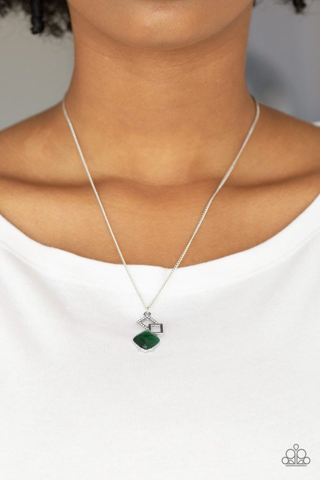 Paparazzi ♥ Stylishly Square - Green ♥ Necklace