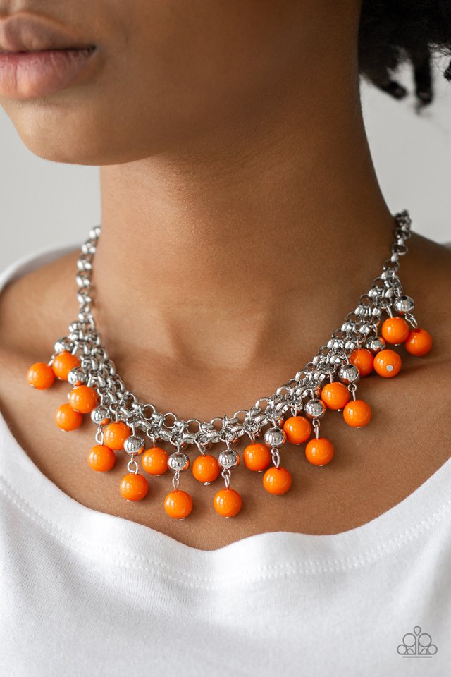 Paparazzi ♥ Friday Night Fringe - Orange ♥ Necklace