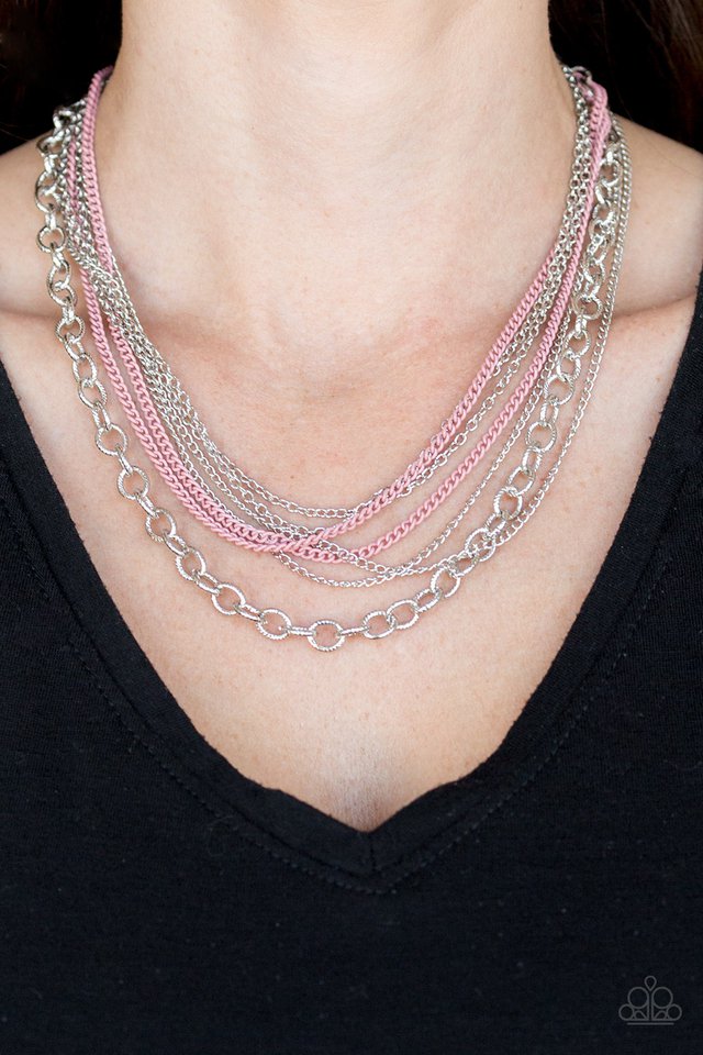 Paparazzi ♥ Intensely Industrial - Pink ♥ Necklace