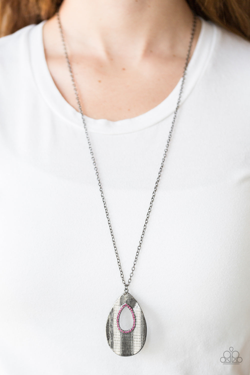 Paparazzi ♥ Stop, TEARDROP, and Roll - Pink ♥  Necklace