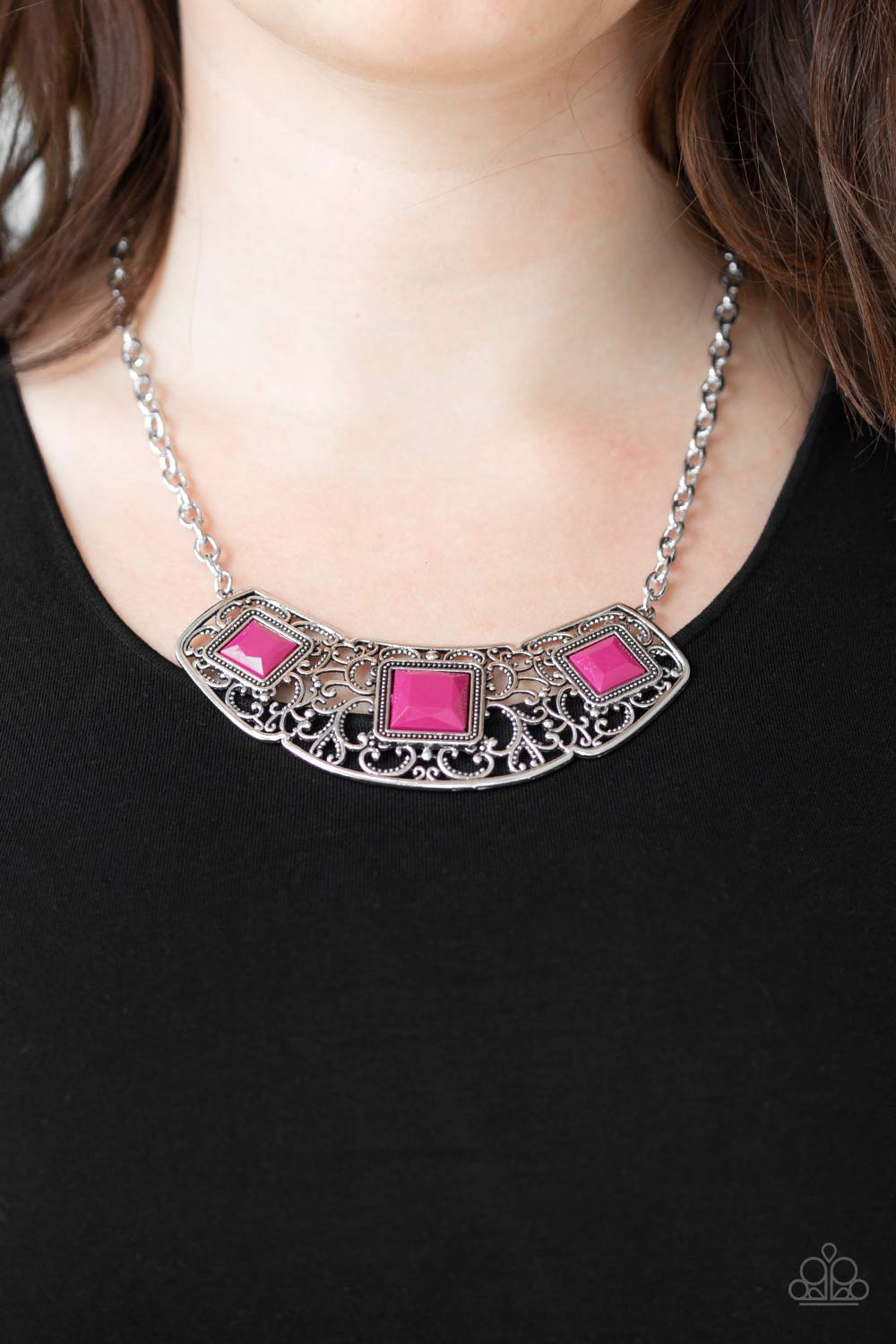 Paparazzi ♥ Feeling Inde-PENDANT - Pink ♥  Necklace