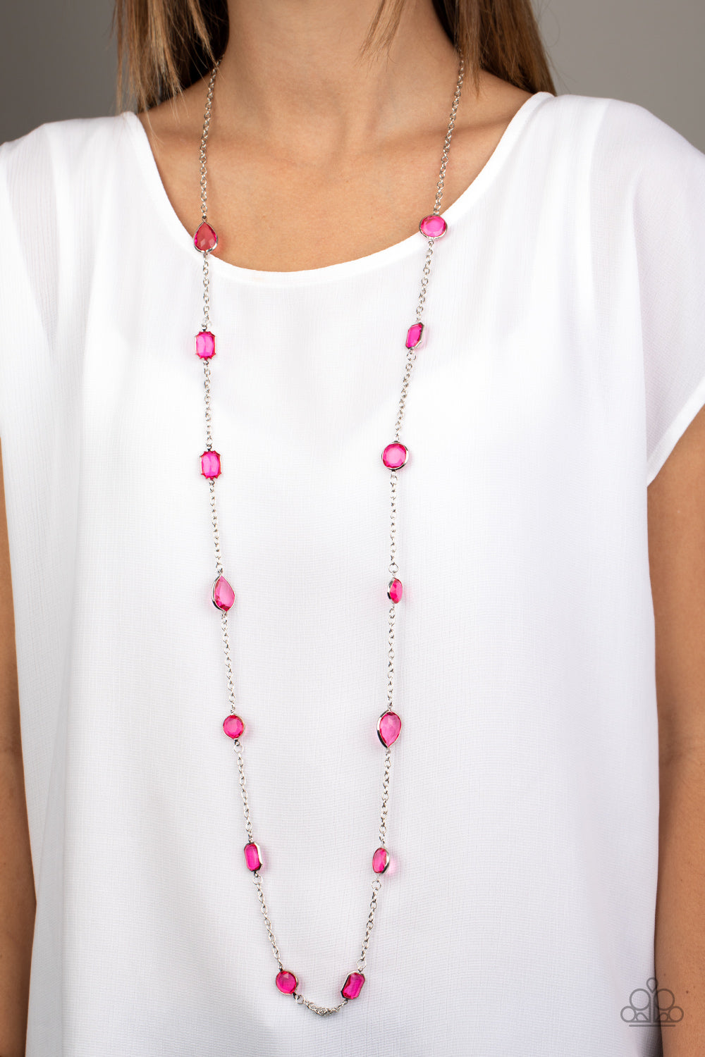 Paparazzi ♥ Glassy Glamorous - Pink ♥  Necklace