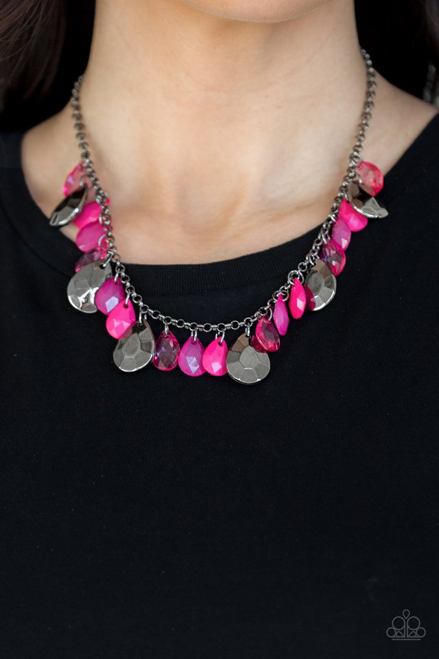 Paparazzi ♥ Hurricane Season - Pink ♥ Necklace