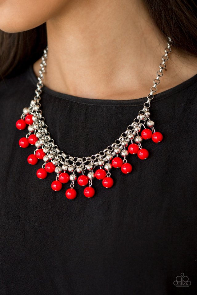 Paparazzi ♥ Friday Night Fringe - Red ♥ Necklace