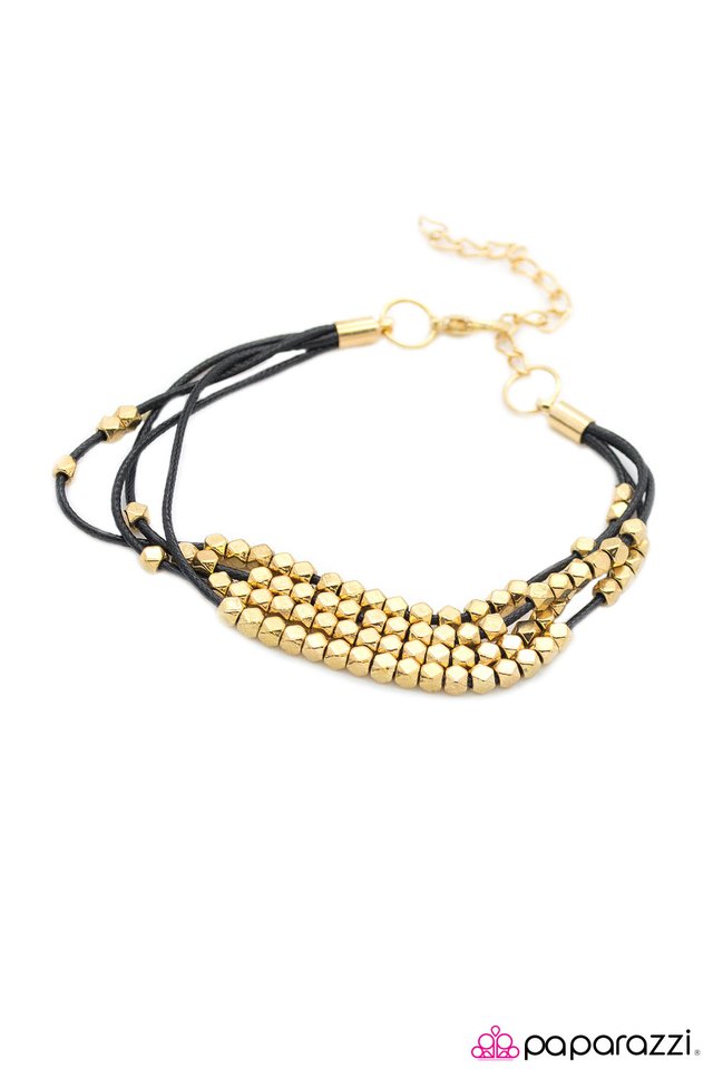 Paparazzi ♥ Rebel Diamonds - Black/Gold ♥ Bracelet