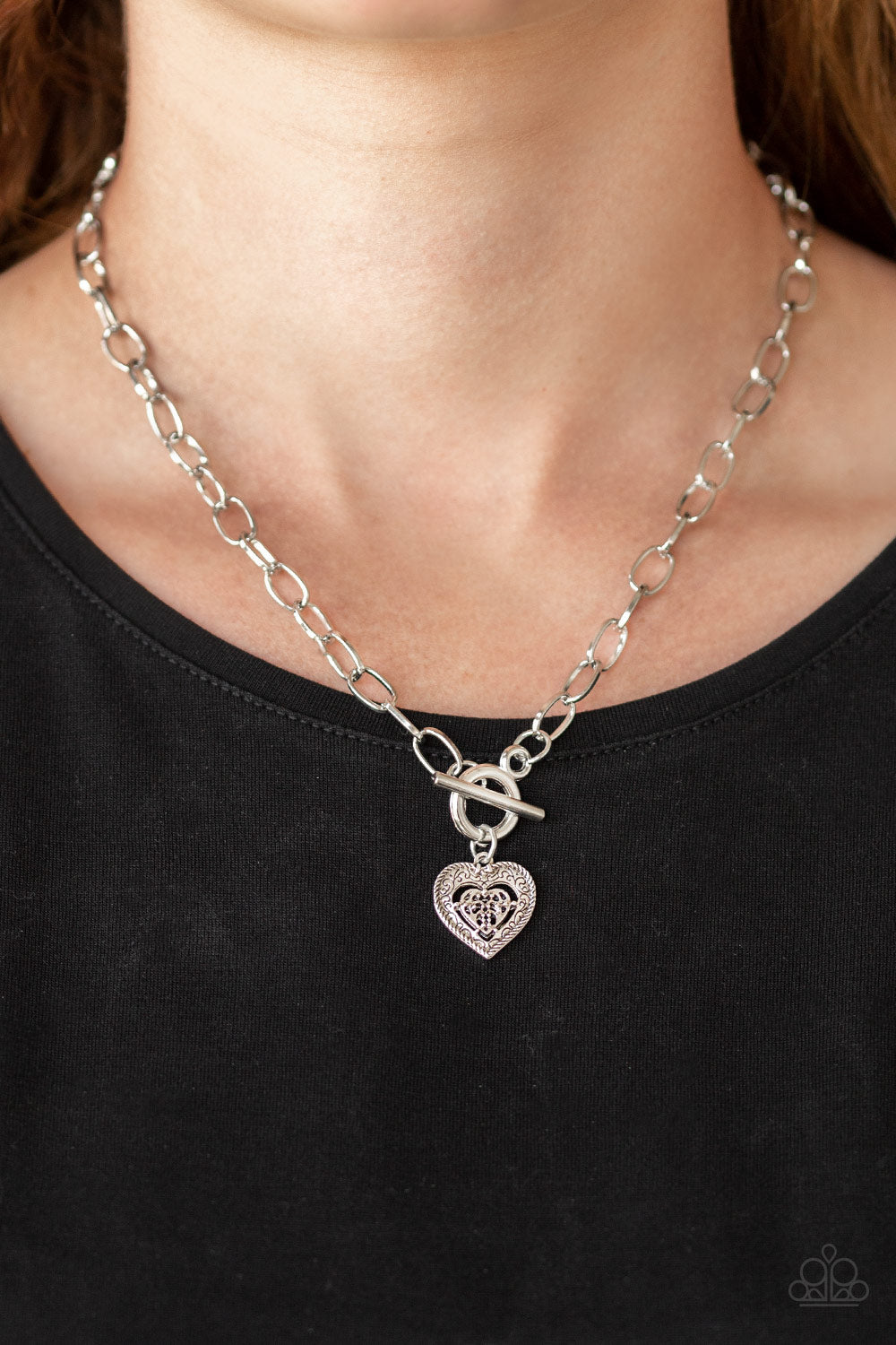 Paparazzi ♥ Say No AMOUR - Silver ♥  Necklace