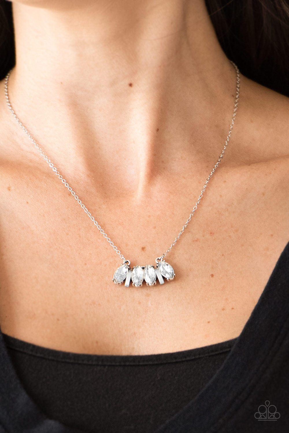 Paparazzi ♥ Deco Decadence - White ♥  Necklace