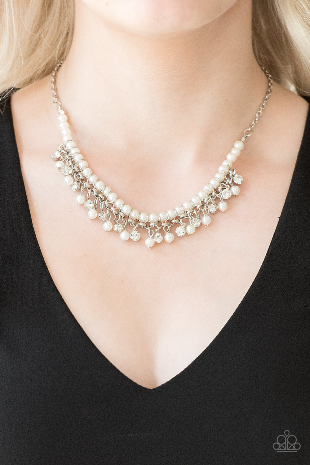 Paparazzi ♥ A Touch of CLASSY - White ♥  Necklace