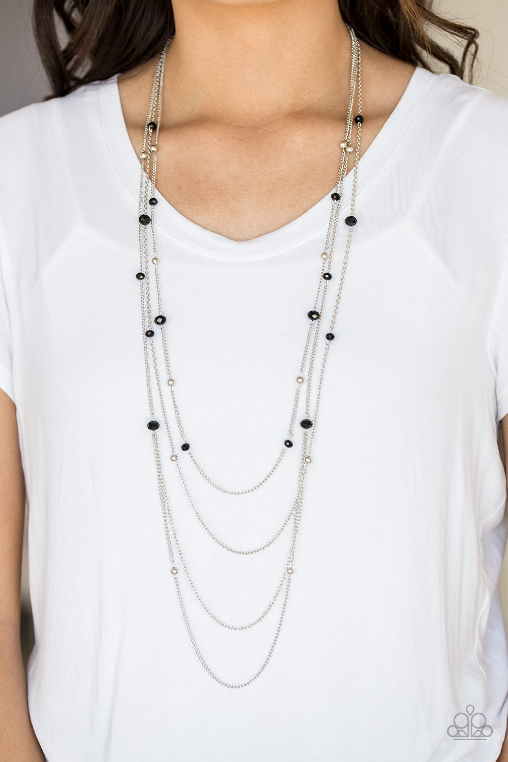 Paparazzi ♥ On The Front SHINE - Black ♥  Necklace
