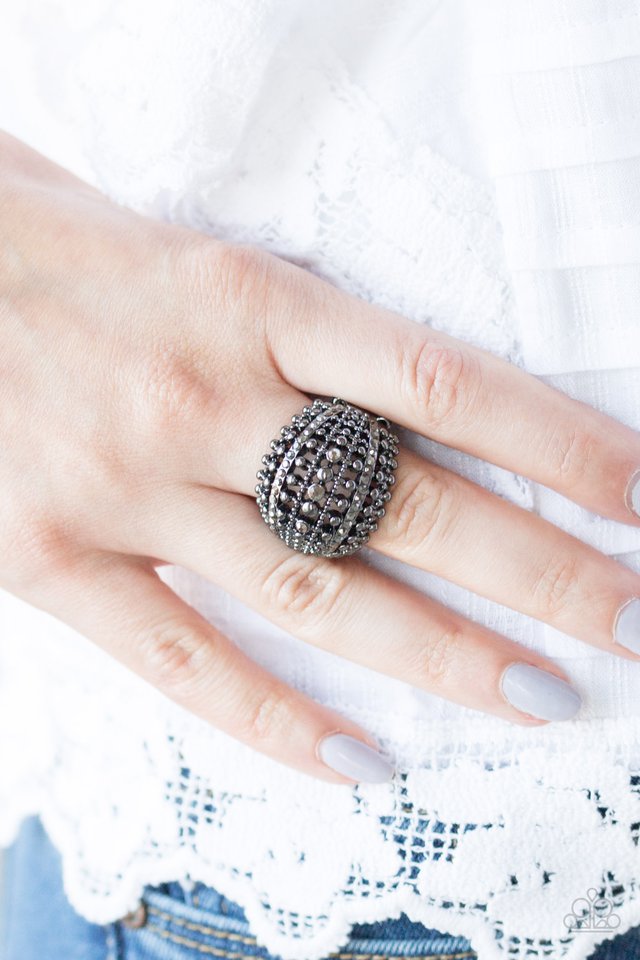 Paparazzi ♥ Up In ARMOR - Black ♥ Ring