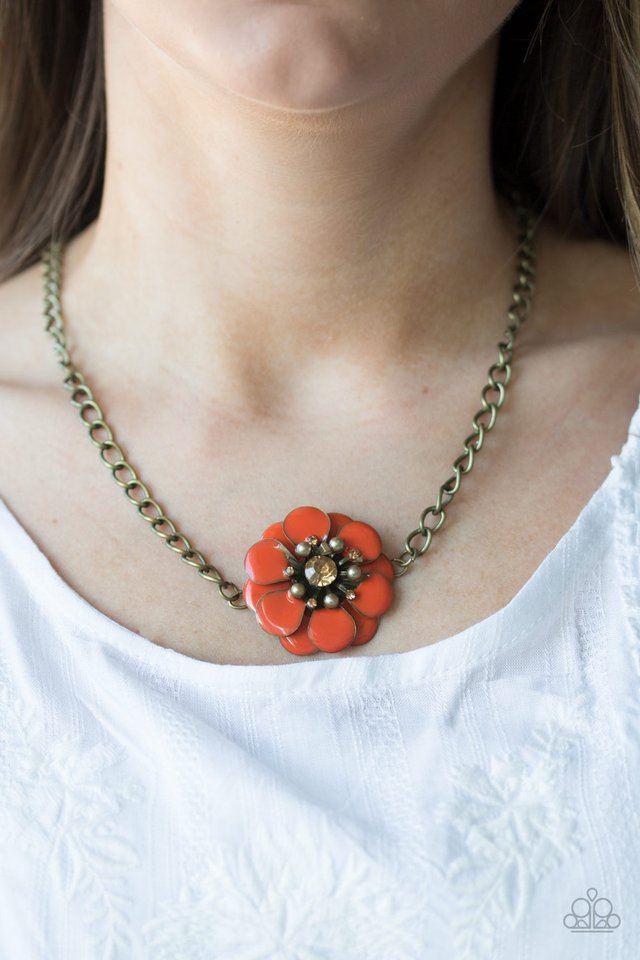 Paparazzi ♥ Hibiscus Hula - Orange ♥ Necklace