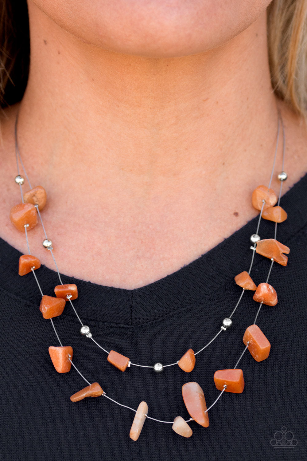 Paparazzi ♥ Pebble Posh - Orange ♥  Necklace