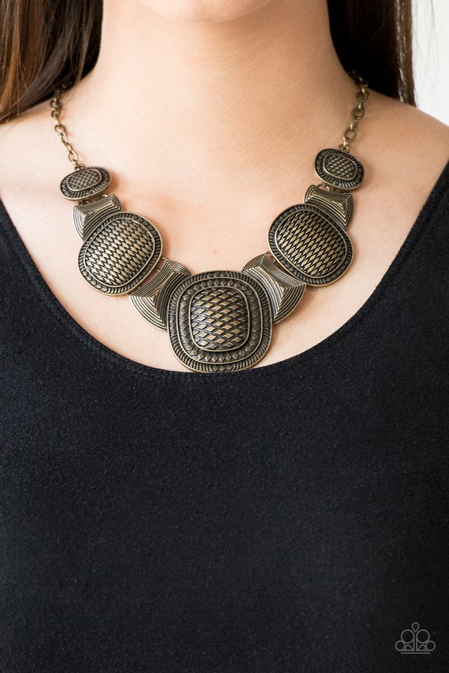 Paparazzi ♥ Prehistoric Powerhouse - Brass ♥ Necklace