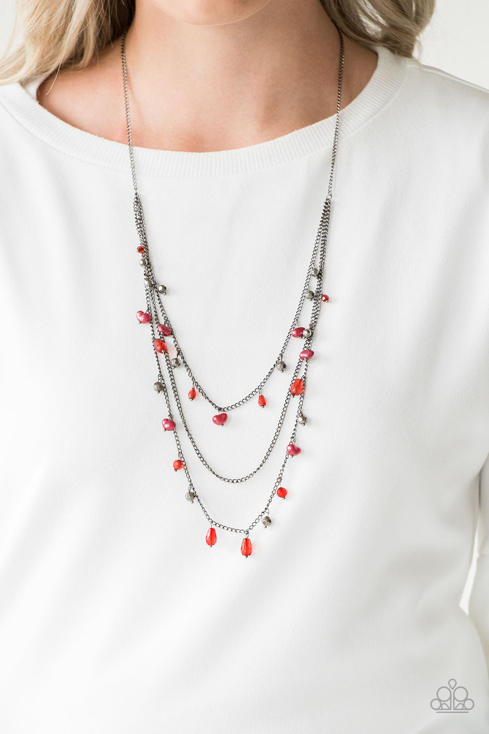 Paparazzi ♥ Pebble Beach Beauty - Red ♥  Necklace