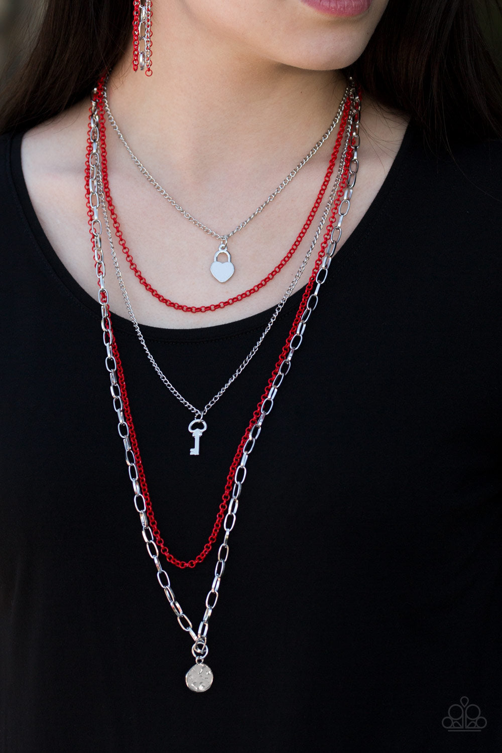 Paparazzi ♥ Right On Key - Red ♥  Necklace