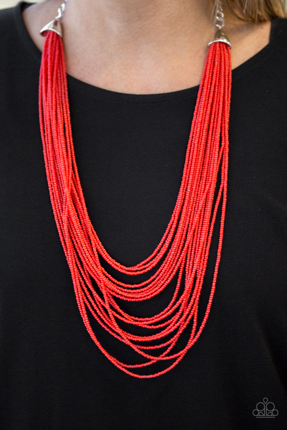 Paparazzi ♥ Peacefully Pacific - Red ♥  Necklace