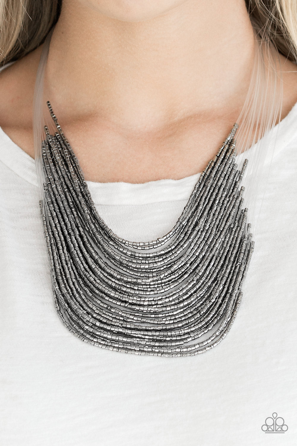Paparazzi ♥ Catwalk Queen - Black Gunmetal ♥  Necklace