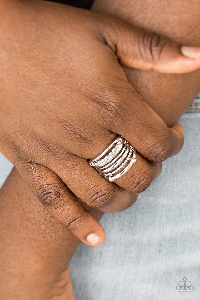 Paparazzi ♥ The STEEL Of Night - Silver ♥ Ring