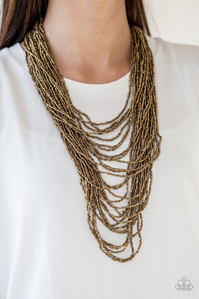 Paparazzi ♥ Dauntless Dazzle - Brass ♥ Necklace