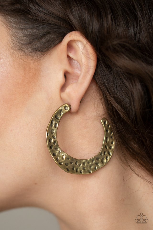 Paparazzi ♥ The HOOP Up - Brass ♥ Earrings