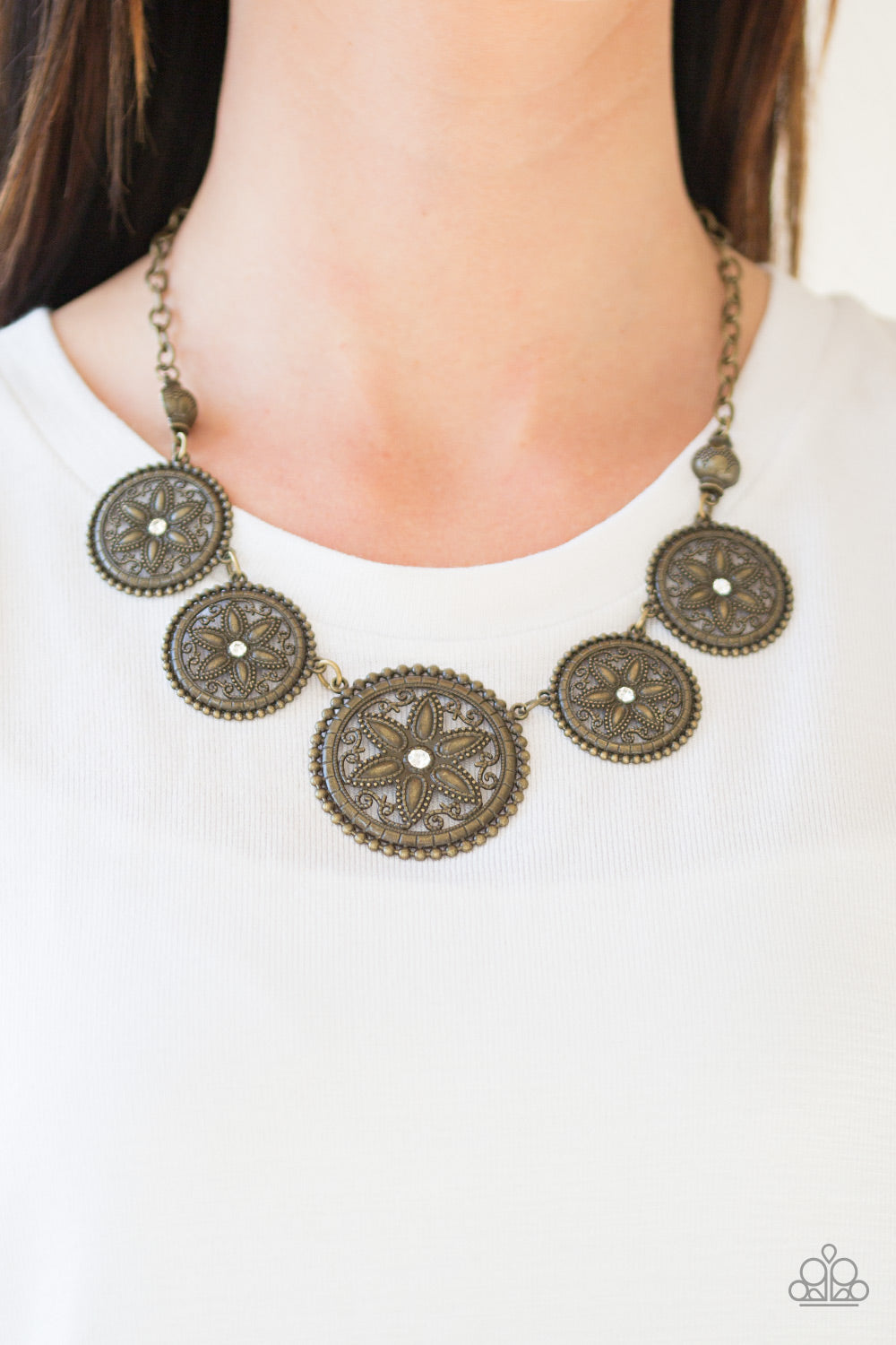 Paparazzi ♥ Written In The STAR LILIES - Brass ♥  Necklace