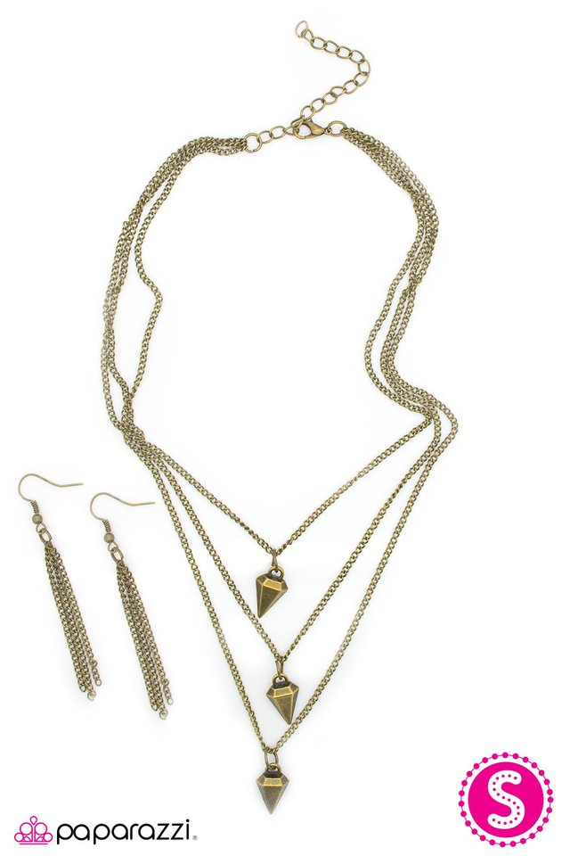 Paparazzi ♥ Shimmer and Spikes - Brass ♥ Necklace