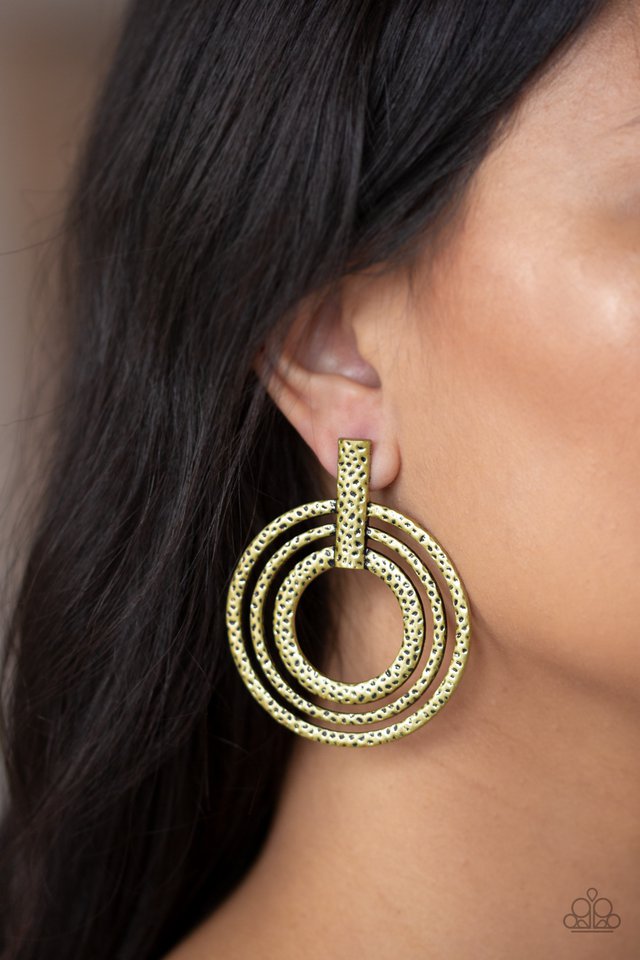 Paparazzi ♥ Ever Elliptical - Brass ♥ Post Earrings