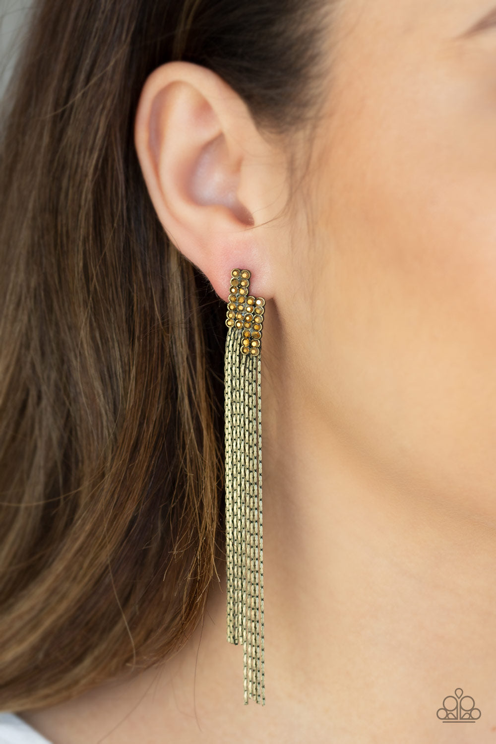 Paparazzi ♥ Radio Waves - Brass ♥  Post Earrings