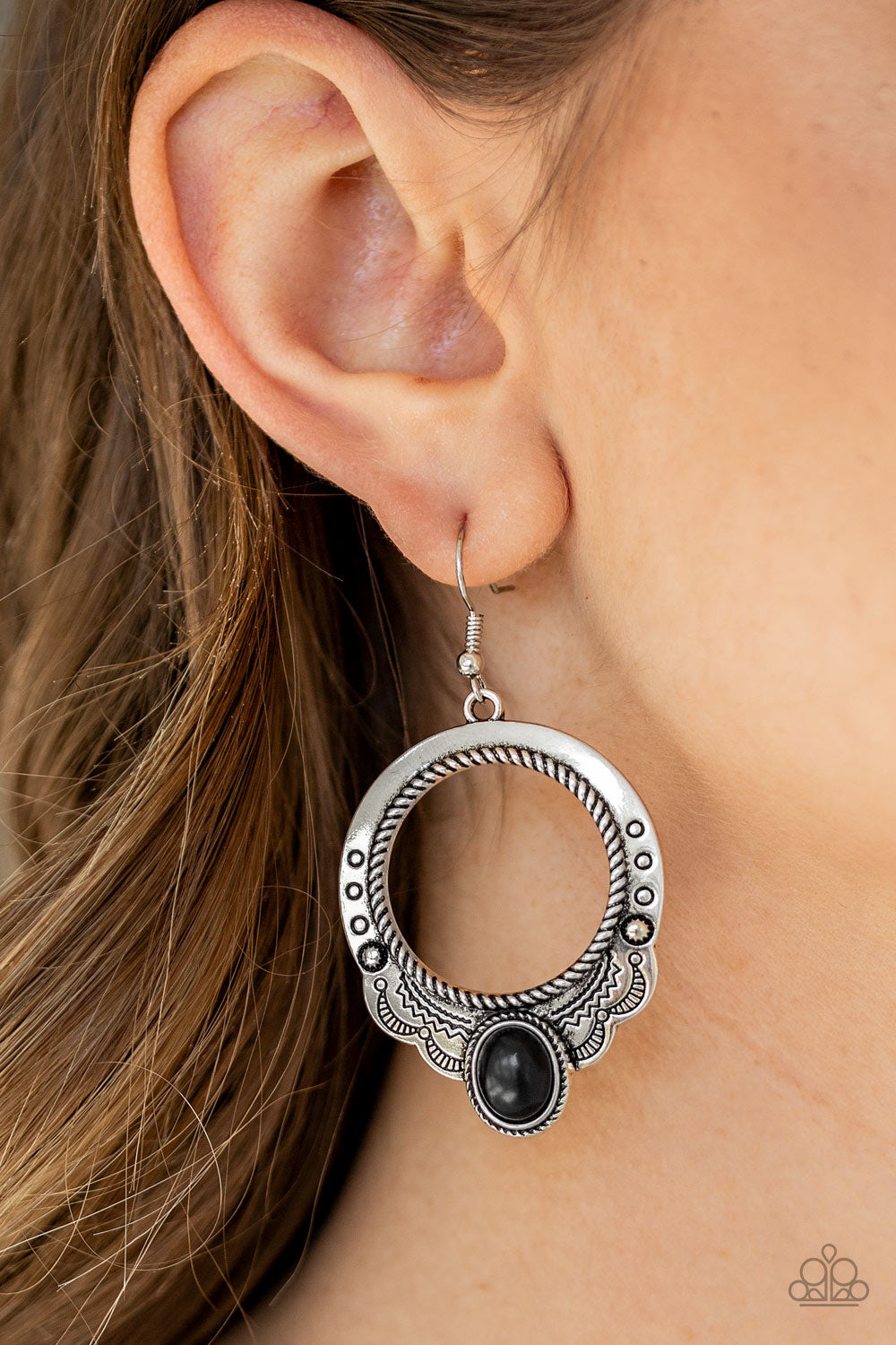 Paparazzi ♥ Natural Springs - Black ♥  Earrings