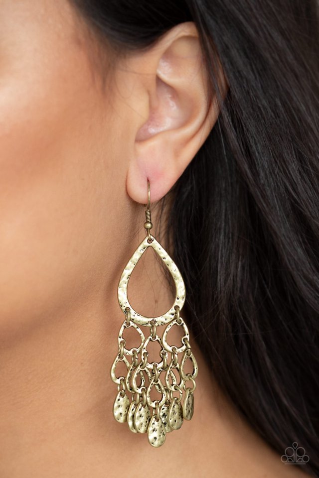 Paparazzi ♥ Teardrop Trinket - Brass ♥ Earrings