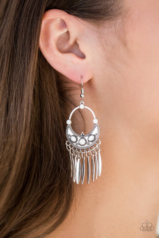 Paparazzi ♥ Cry Me A RIVIERA - White ♥ Earrings