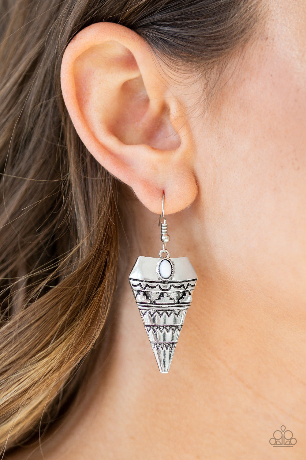 Paparazzi ♥ Jurassic Journey - White ♥  Earrings