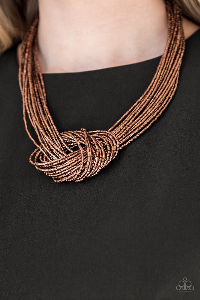 Paparazzi ♥ Knotted Knockout - Copper ♥ Necklace