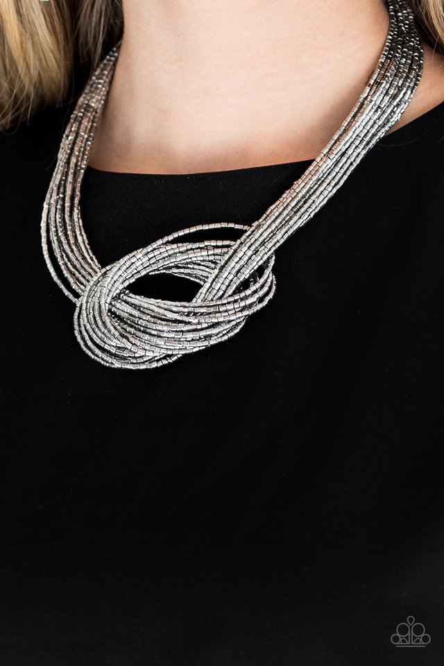 Paparazzi ♥ Knotted Knockout - Silver ♥ Necklace