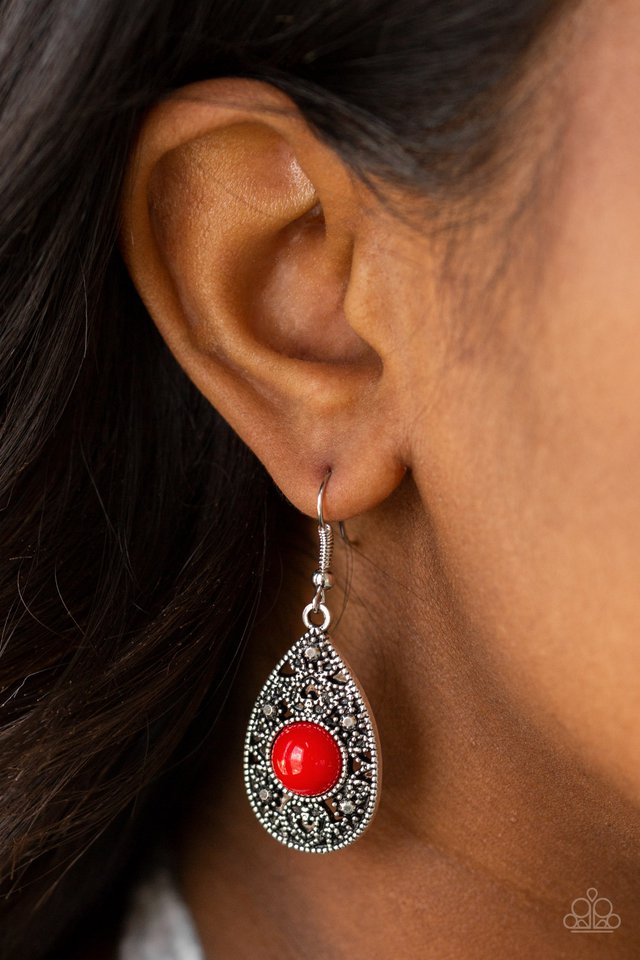 Paparazzi ♥ From POP To Bottom - Red ♥ Earrings