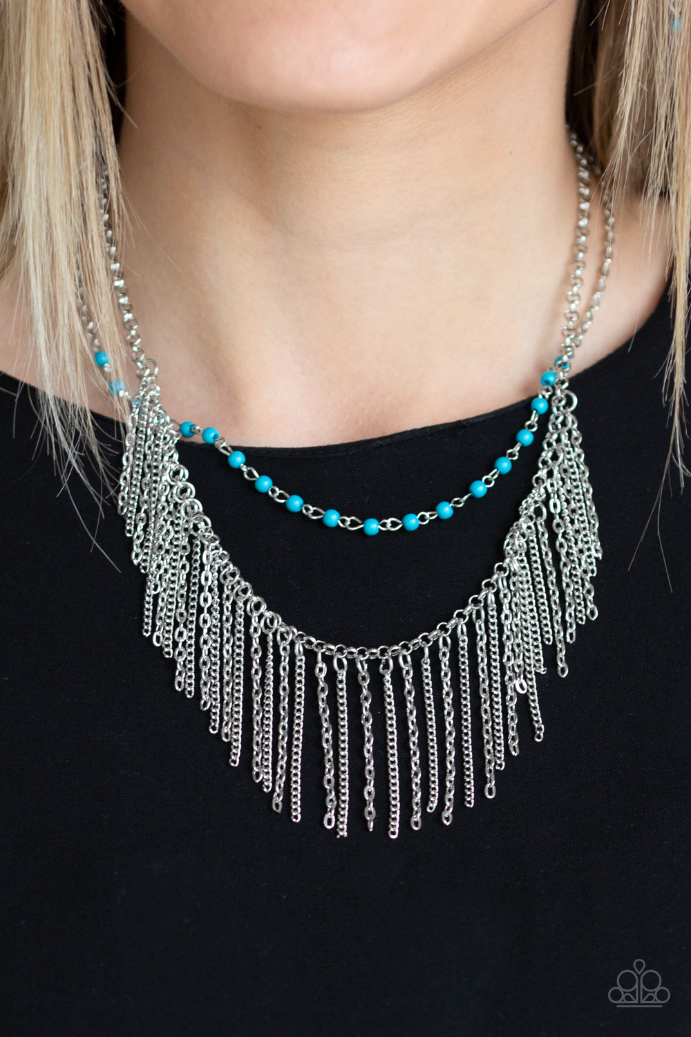 Paparazzi ♥ Fierce In Fringe - Blue ♥  Necklace