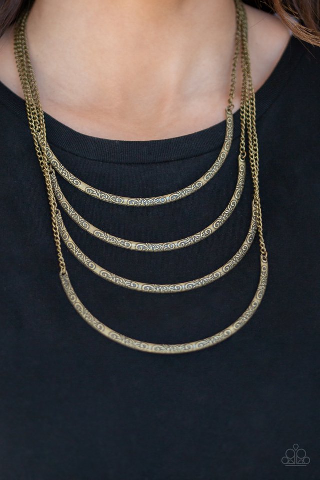 Paparazzi ♥ It Will Be Over MOON - Brass ♥ Necklace
