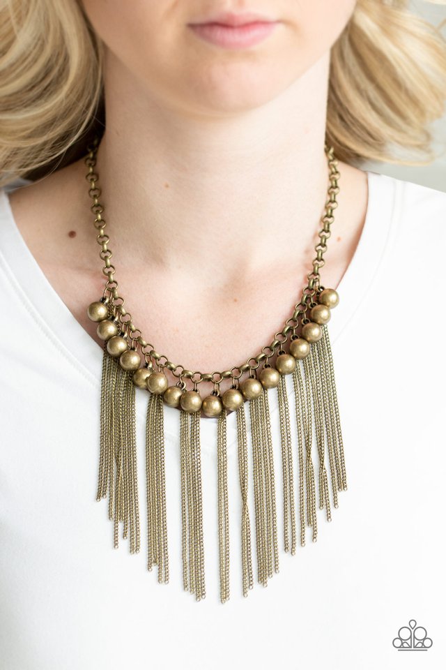 Paparazzi ♥ Powerhouse Prowl - Brass ♥ Necklace