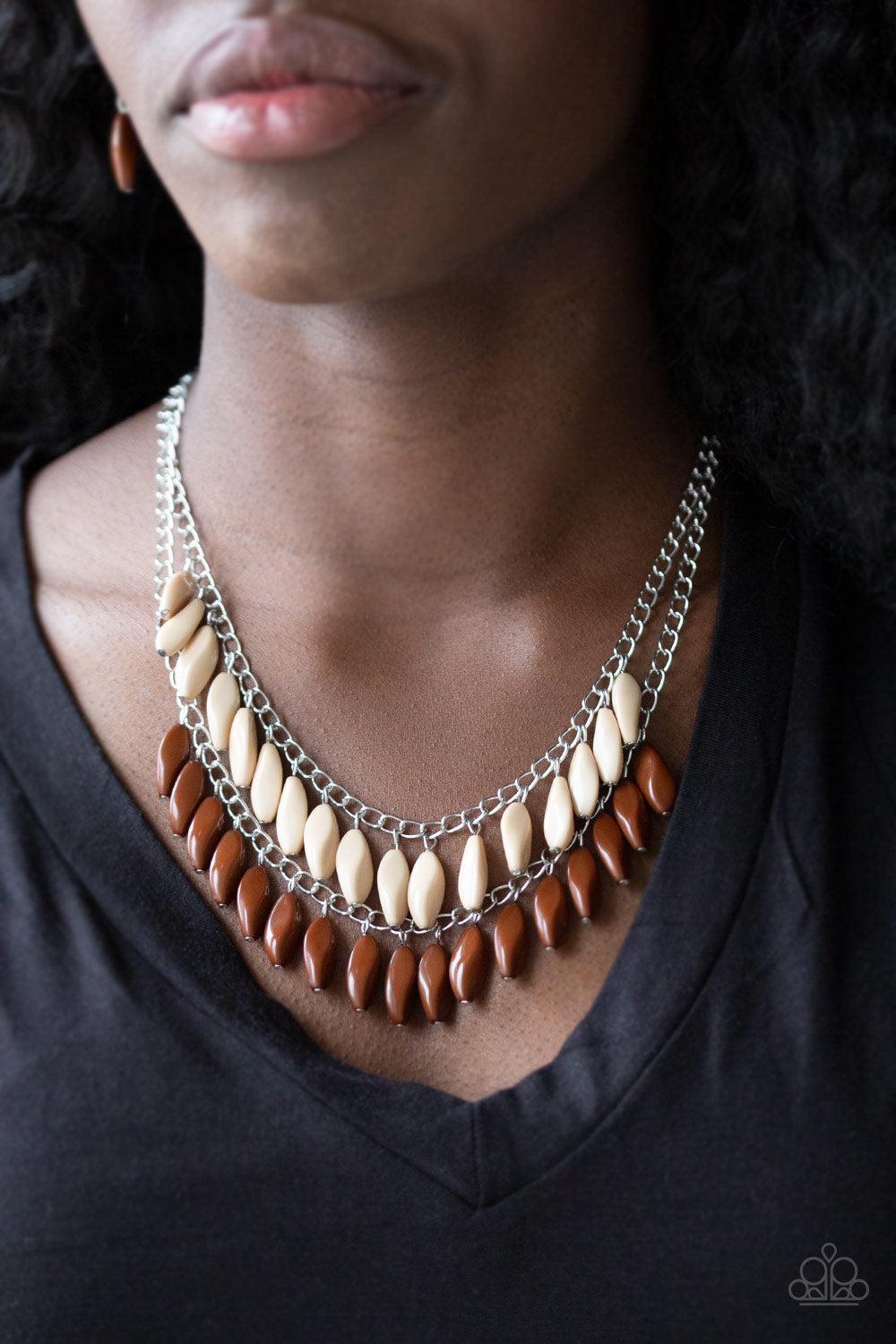 Paparazzi ♥ Beaded Boardwalk - Brown ♥  Necklace