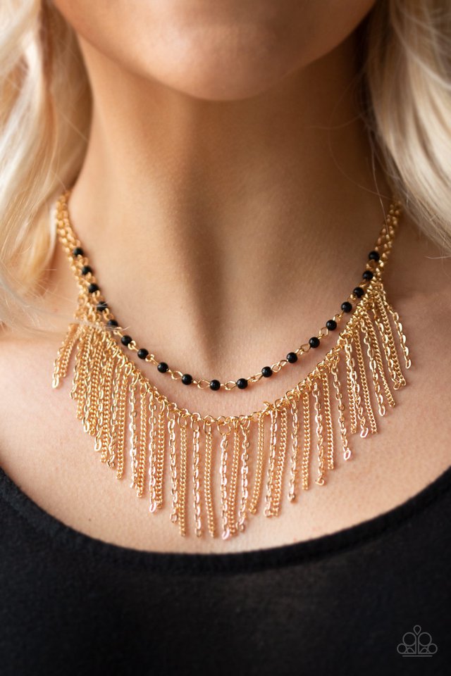 Paparazzi ♥ Fierce In Fringe - Gold ♥ Necklace